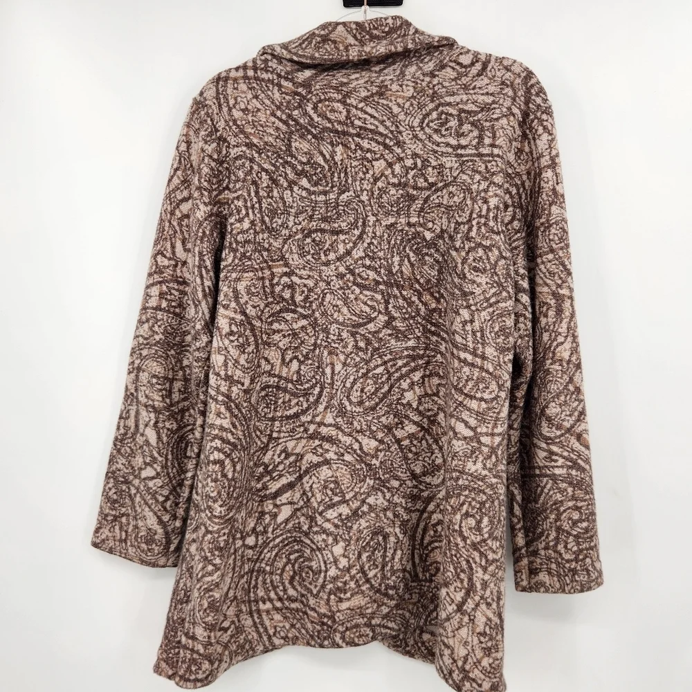 J. Jill PureJill Curved Front Printed Cardigan Womens Size Large Paisley Neutral